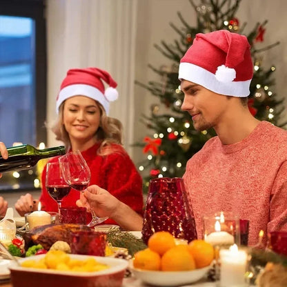 Santa Claus Hats - Red Non-woven Xmas Caps for Adults  Kids Holiday Party Decorations - ZOOMNSTORE