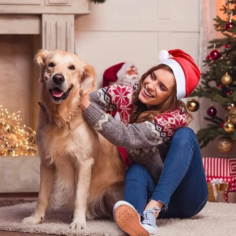 Santa Claus Hats - Red Non-woven Xmas Caps for Adults  Kids Holiday Party Decorations - ZOOMNSTORE