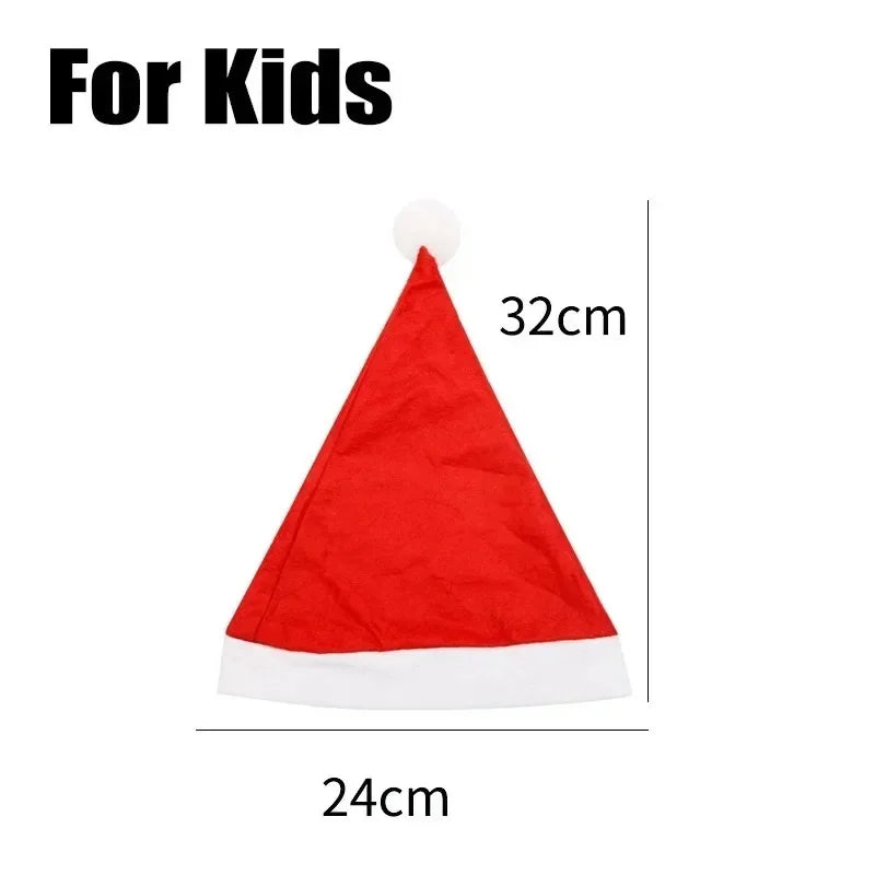 Santa Claus Hats - Red Non-woven Xmas Caps for Adults  Kids Holiday Party Decorations - ZOOMNSTORE