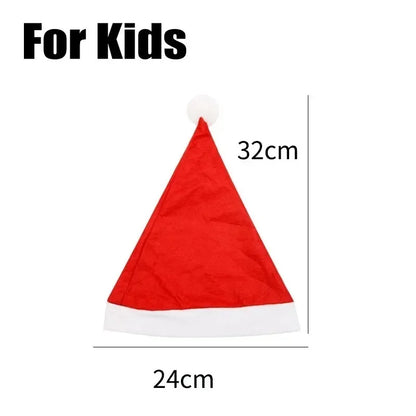 Santa Claus Hats - Red Non-woven Xmas Caps for Adults  Kids Holiday Party Decorations - ZOOMNSTORE