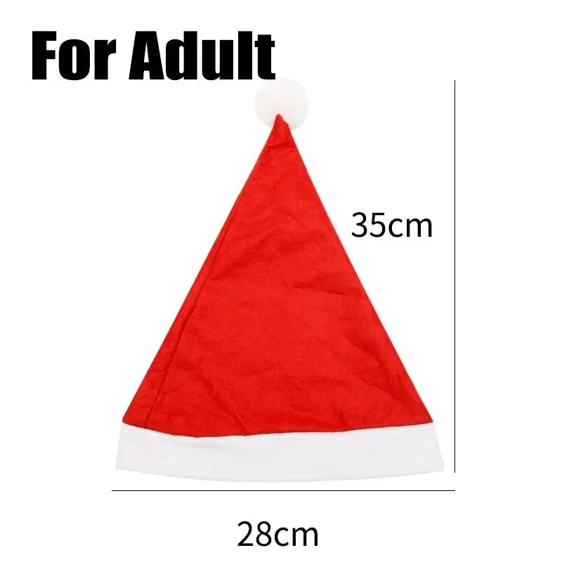Santa Claus Hats - Red Non-woven Xmas Caps for Adults  Kids Holiday Party Decorations - ZOOMNSTORE