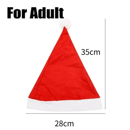 Santa Claus Hats - Red Non-woven Xmas Caps for Adults  Kids Holiday Party Decorations - ZOOMNSTORE