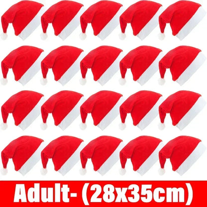 Santa Claus Hats - Red Non-woven Xmas Caps for Adults  Kids Holiday Party Decorations - ZOOMNSTORE