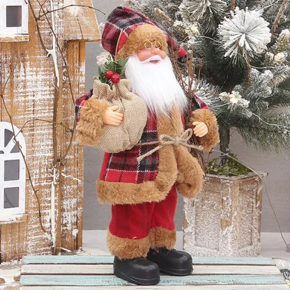 Santa Claus Plush Doll - 30cm Battery Operated Xmas Party Ornaments 2025 - ZOOMNSTORE