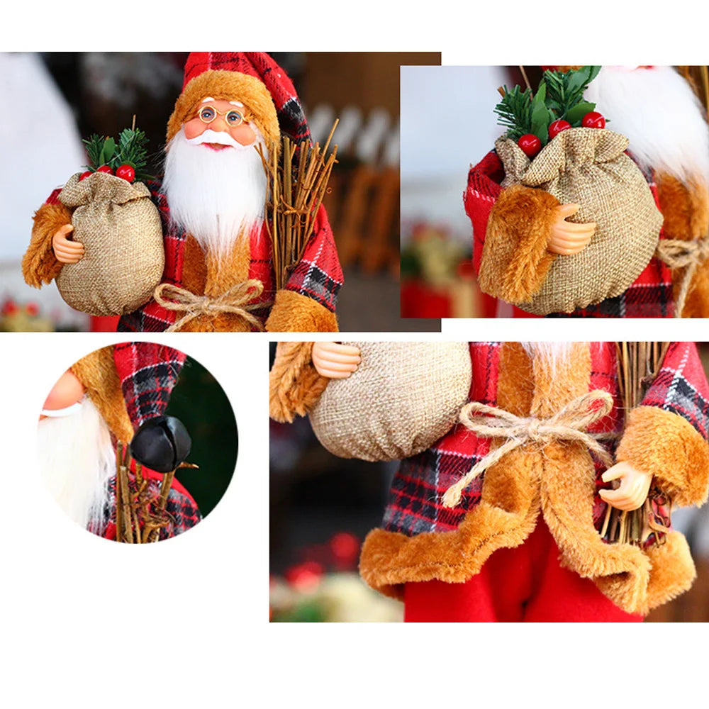 Santa Claus Plush Doll - 30cm Battery Operated Xmas Party Ornaments 2025 - ZOOMNSTORE