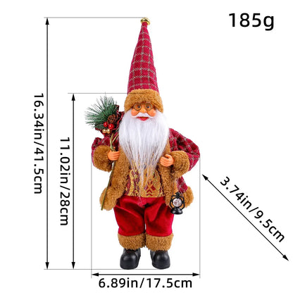 Santa Claus Plush Doll - 30cm Battery Operated Xmas Party Ornaments 2025 - ZOOMNSTORE