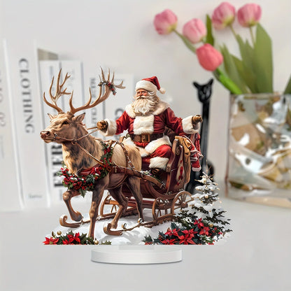 Santa Sleigh Decoration – 2D Acrylic Christmas Ornaments | Festive Holiday Centerpiece - ZOOMNSTORE