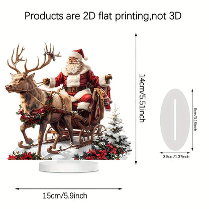 Santa Sleigh Decoration – 2D Acrylic Christmas Ornaments | Festive Holiday Centerpiece - ZOOMNSTORE