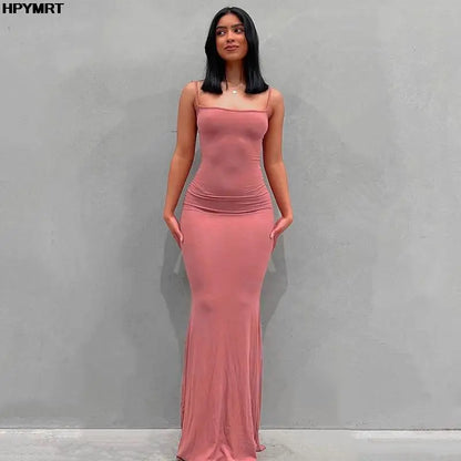 Satin Backless Maxi Dress - Slim Sexy Bodycon Party Dress for Women - ZOOMNSTORE