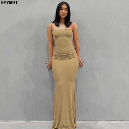Satin Backless Maxi Dress - Slim Sexy Bodycon Party Dress for Women - ZOOMNSTORE
