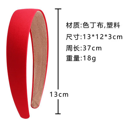 1/2pcs Plain 3CM Wide Satin Headband Girls Fabric Covered Resin Hairbands Plastic Hair Hoop Kids Elastic Bands Hair Accessories - ZOOMNSTORE