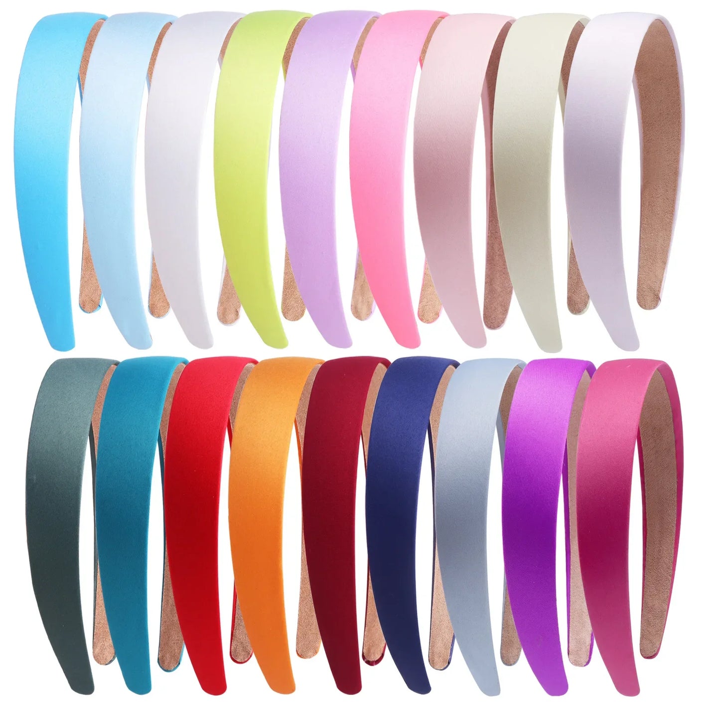 1/2pcs Plain 3CM Wide Satin Headband Girls Fabric Covered Resin Hairbands Plastic Hair Hoop Kids Elastic Bands Hair Accessories - ZOOMNSTORE