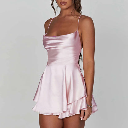 Satin Silk Cami Jumpsuit - Sexy Backless Summer Romper - ZOOMNSTORE