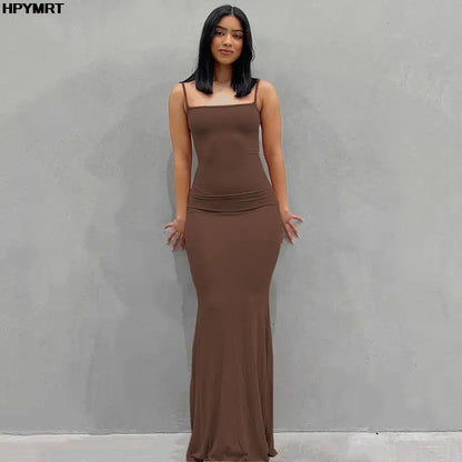 Satin Backless Maxi Dress - Slim Sexy Bodycon Party Dress for Women - ZOOMNSTORE