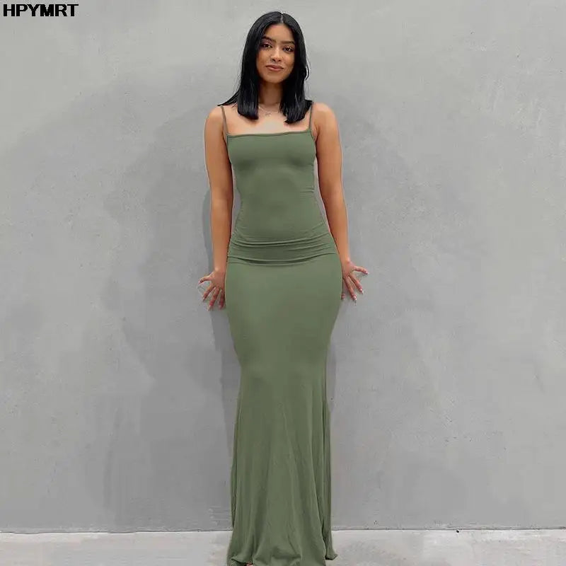 Satin Backless Maxi Dress - Slim Sexy Bodycon Party Dress for Women - ZOOMNSTORE