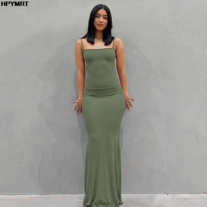 Satin Backless Maxi Dress - Slim Sexy Bodycon Party Dress for Women - ZOOMNSTORE