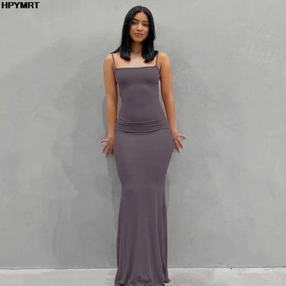 Satin Backless Maxi Dress - Slim Sexy Bodycon Party Dress for Women - ZOOMNSTORE