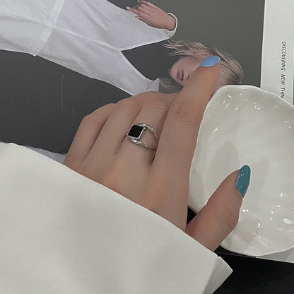 Sterling Silver Rings Adjustable Vintage Hip Hop Couples Silver Bands | Hollow Line Design