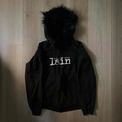 Personalized Printed Sweater Long Sleeve Fur Collar Pullover Hoodie Vintage Coat Street Trendy Coat Women INS style