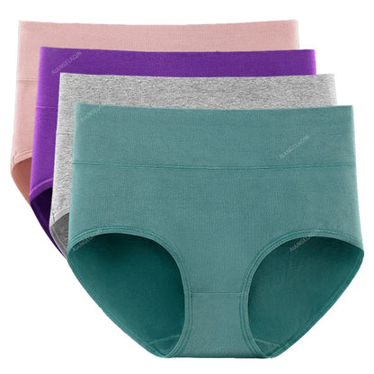 New 4Pcs/Lot High Waist Panties Women Underwear Plus Size Cotton Briefs Girls Shapers Abdominal Underpants Female Sexy Lingeries