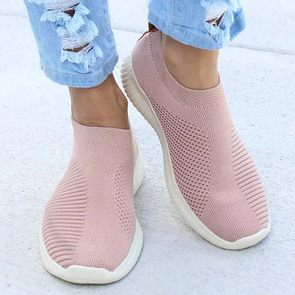 Women's Casual Sneakers - Breathable Slip On Shoes | Comfortable Vulcanize Flat Heel