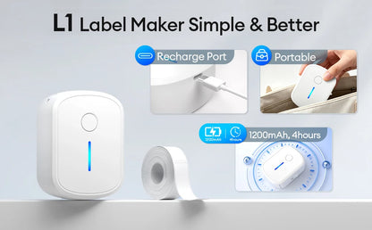 Portable Mini Label Printer Bluetooth Inkless Self-adhesive Thermal Labels Printer Sticker Maker Adhesive Mini Labeling Machine