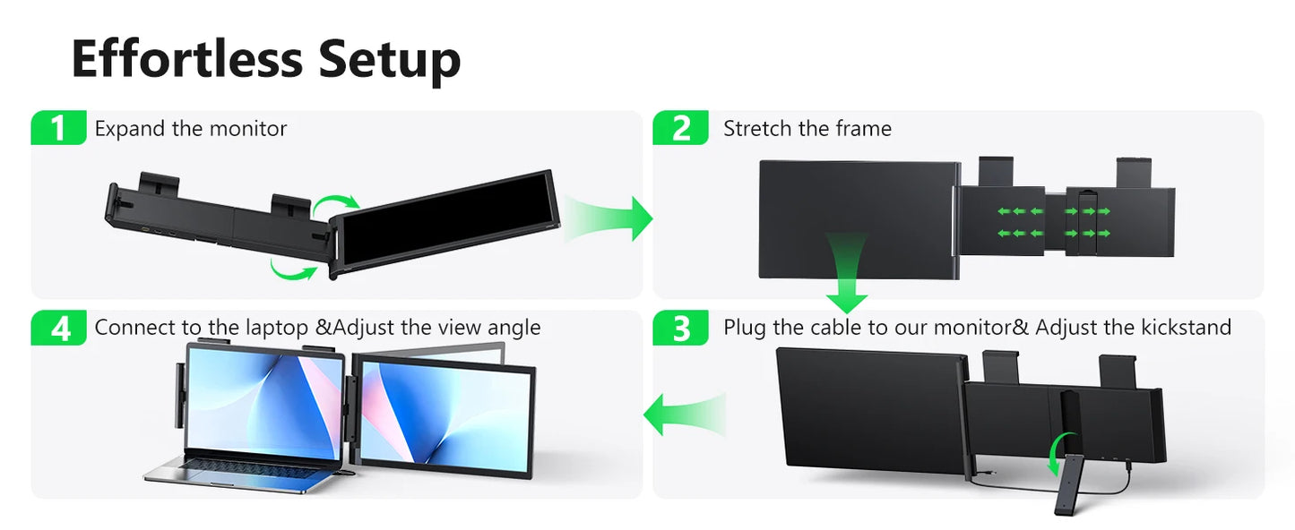 14 Inch Portable Monitor – Laptop Screen Extender with 1080P IPS Display, USB-C HDMI Port