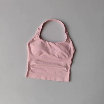2PCs Peach High Waist Belly Hip Lifting Sports Bras Shorts Suit Gathering Shock-proof Neck Halter Yoga Suit Running Fitness Set