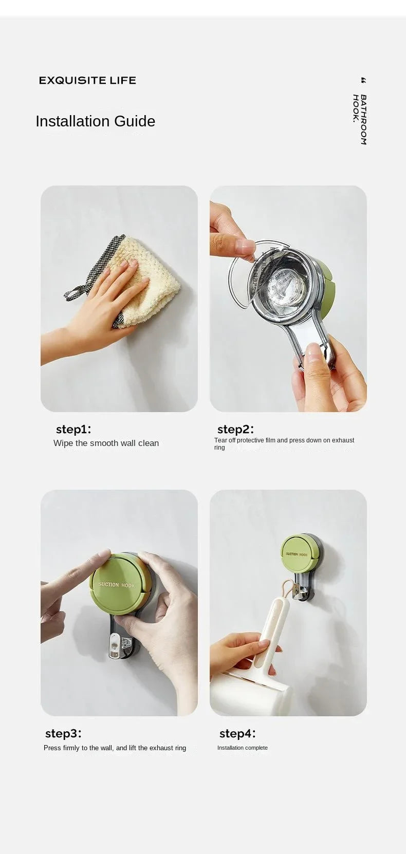 Wall Mounted Vacuum Suction Cup Hook - No-Drill Removable Key  Towel Hanger for Bathroom  Kitchen - ZOOMNSTORE