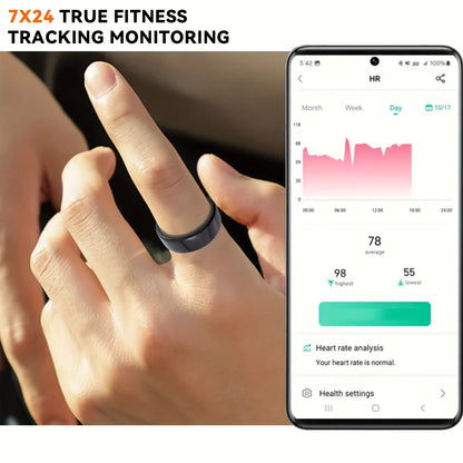Smart Ring Men Women With Charging Case,Heart Rate Blood Oxygen,Skin Temperature Monitor,5ATM Waterproof For Android iOS
