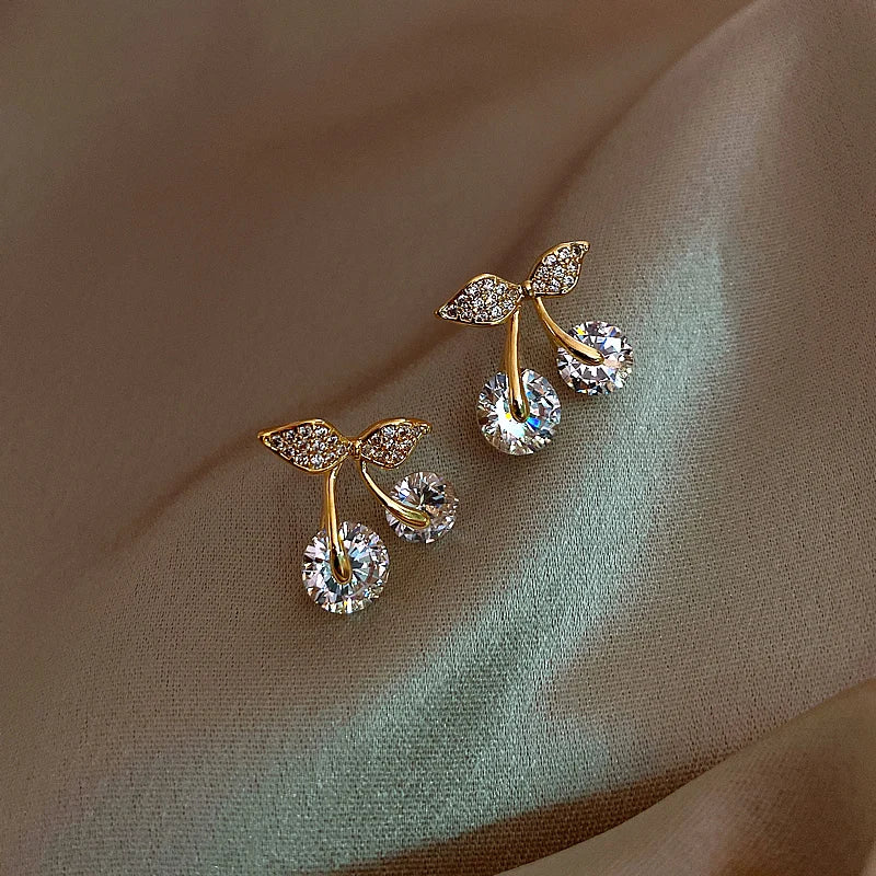 Petite Cherry Stud Earrings – Delicate Daily Studs