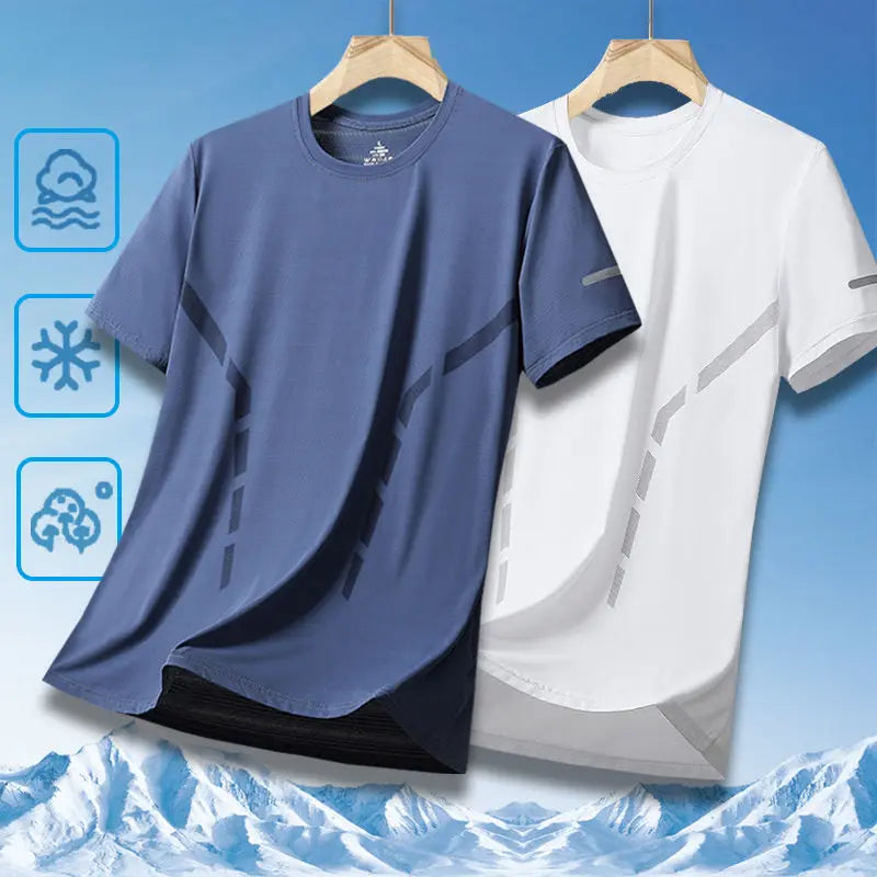 Men's Ice-Silk T-Shirt – Quick-Dry Breathable Round-Neck Tee (Plus Size)