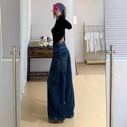 Y2k Womens Jeans Loose Fit Straight Leg Wide Trousers Baggy Denim Pants Casual Streetwear High Waist Vintage Washed Y2k Jeans