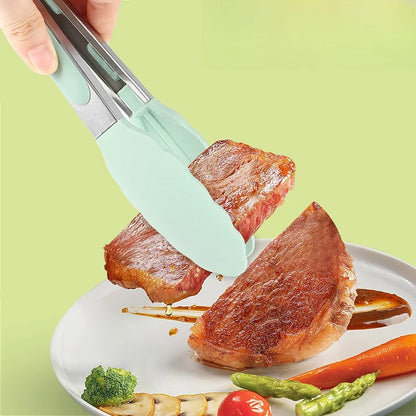 Silicone Kitchen Tongs – Non-Slip Stainless Steel Cooking & BBQ Clamp