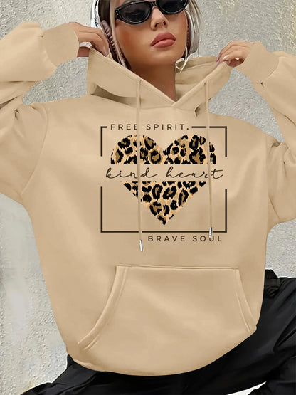 Women's Autumn and Winter Loose Casual Comfortable Letter Printed Thick Long-Sleeved Round Neck Hoodie Pullover