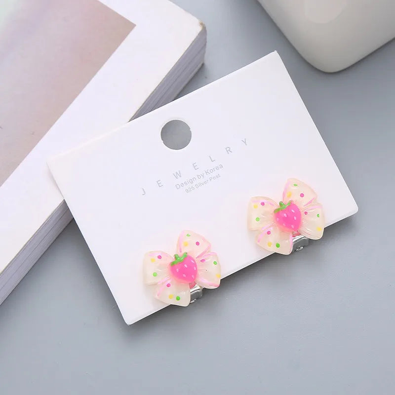 Children's Earrings No Punch Cute Vegetables Flowers Girls Ear Clips Korean Version Pain-resistant Resin Children's Ear Clips
