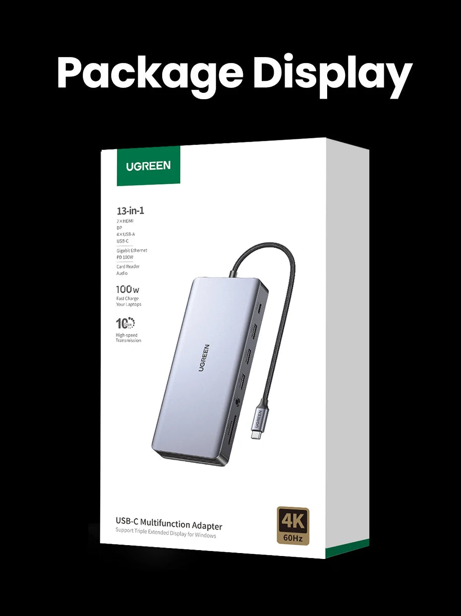 13-in-1 USB-C Hub | 4K Triple Monitor Docking Station With Dual HDMI & 10Gbps Transfer