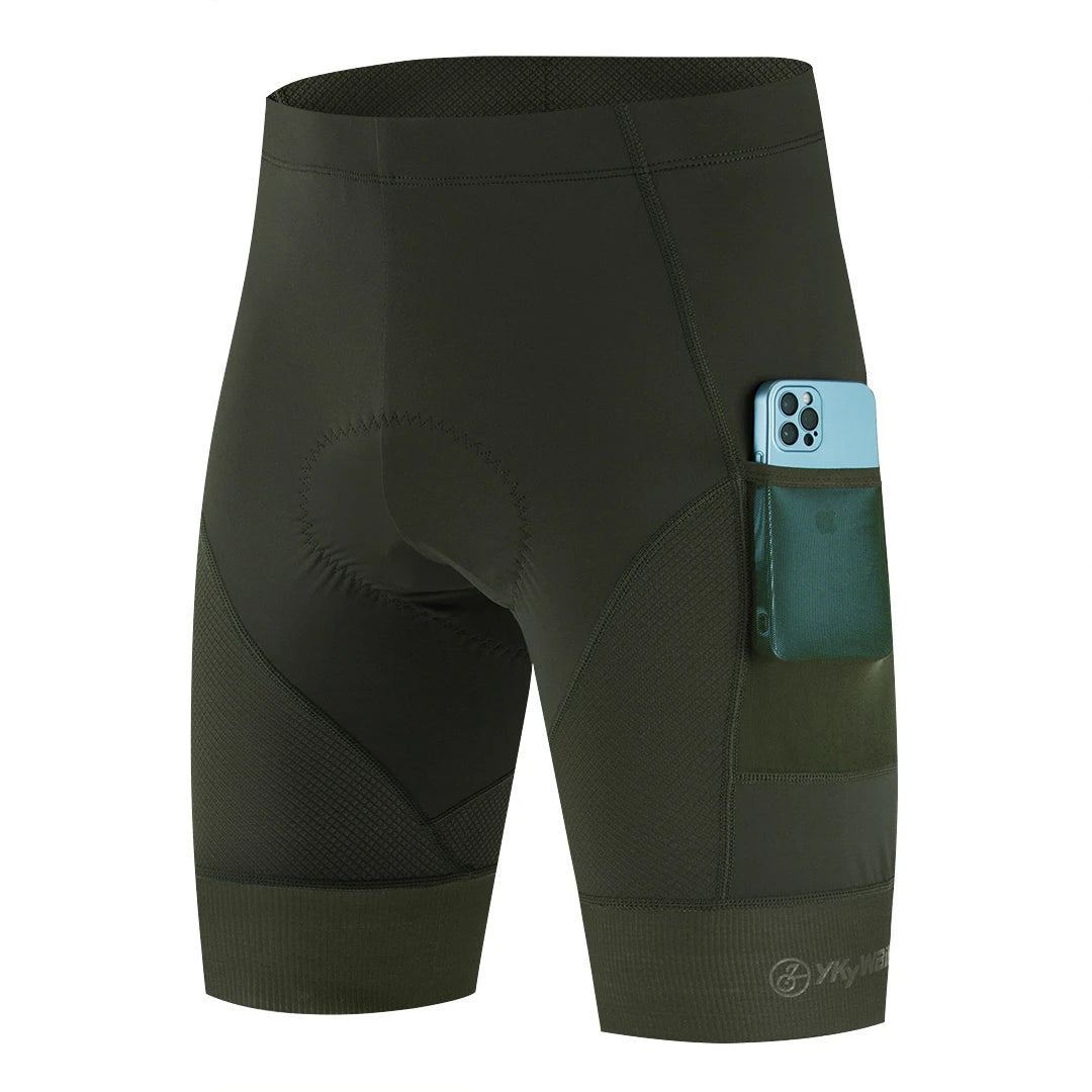YKYWBIKE Sports Padded Bike Shorts for Men Cycling Bicycle Shorts Comfortable Road Biking Pants 2 Pocket Tights Slim Fit