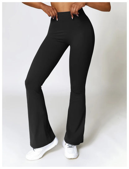 New Yoga Pants Flare Leggings Women High Waist Wide Leg Pants Women Gym Fitness Sports Flared Pant Dance Trousers V-shaped Hip