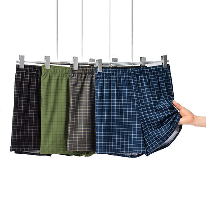 4-Piece Set Of Plaid Printed Elderly Aro Pants Casual And Loose Men's Boxer Shorts Comfortable And Breathable Underwear