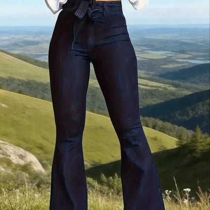 Y2k Jeans Women Jeans Trendy Elastic Waistband Flare Pants Wide Leg Trousers Stylish New Design Casual