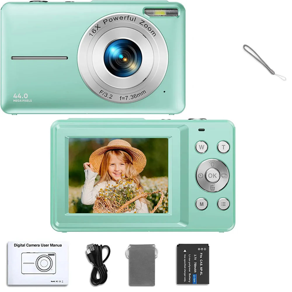 Children Digital Camera - 16X Zoom Compact Kids Camera with 1080P Video & Face Detection