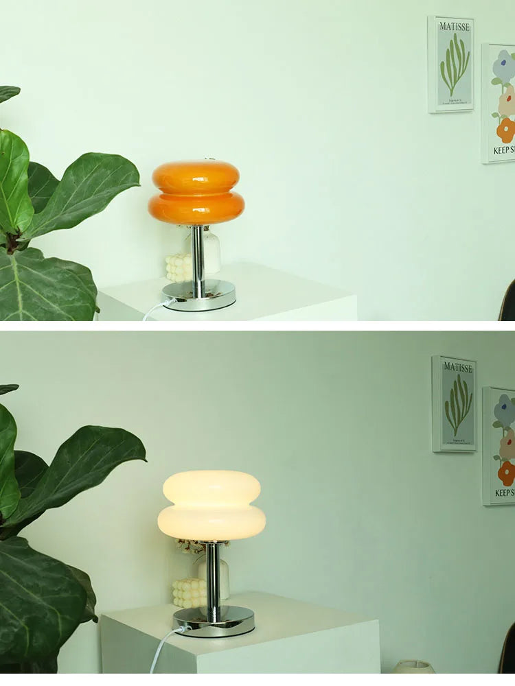 Macaron Glass Table Lamp - Trichromatic Dimming Night Light for Living Room  Bedroom Decor - ZOOMNSTORE
