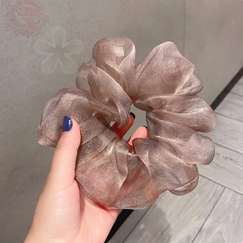 Summer Organza Silk Scrunchies Elastic Hair Bands for Women Fashion Hair Rope Ponytail Holder Ties Girl Hair Accessories