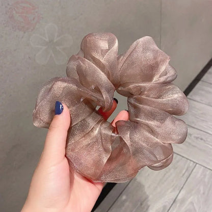 Summer Organza Silk Scrunchies Elastic Hair Bands for Women Fashion Hair Rope Ponytail Holder Ties Girl Hair Accessories
