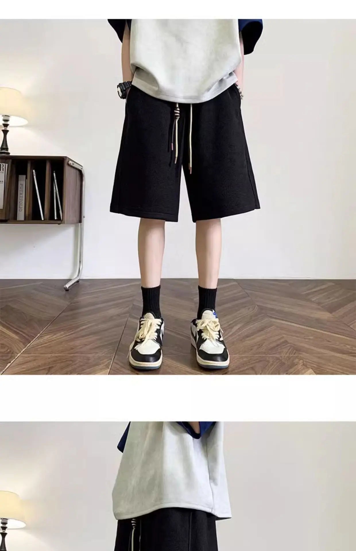 Korean Summer Men's Running Shorts Gym Wear Fitness Workout Shorts Sport Pants Tennis Basketball Soccer Training Waffle Shorts