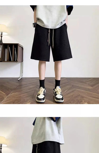 Korean Summer Men's Running Shorts Gym Wear Fitness Workout Shorts Sport Pants Tennis Basketball Soccer Training Waffle Shorts