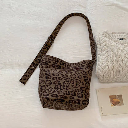 Leopard Print Tote Bag – Large Capacity Crossbody Shoulder Bag for Autumn Winter
