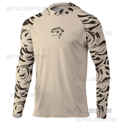 SPELISPOS New Men Fishing Hoodie Summer Breathable  Long Sleeve Fishing Jersey Sun Protection UPF 50+ T-shirt Camisa De Pesca