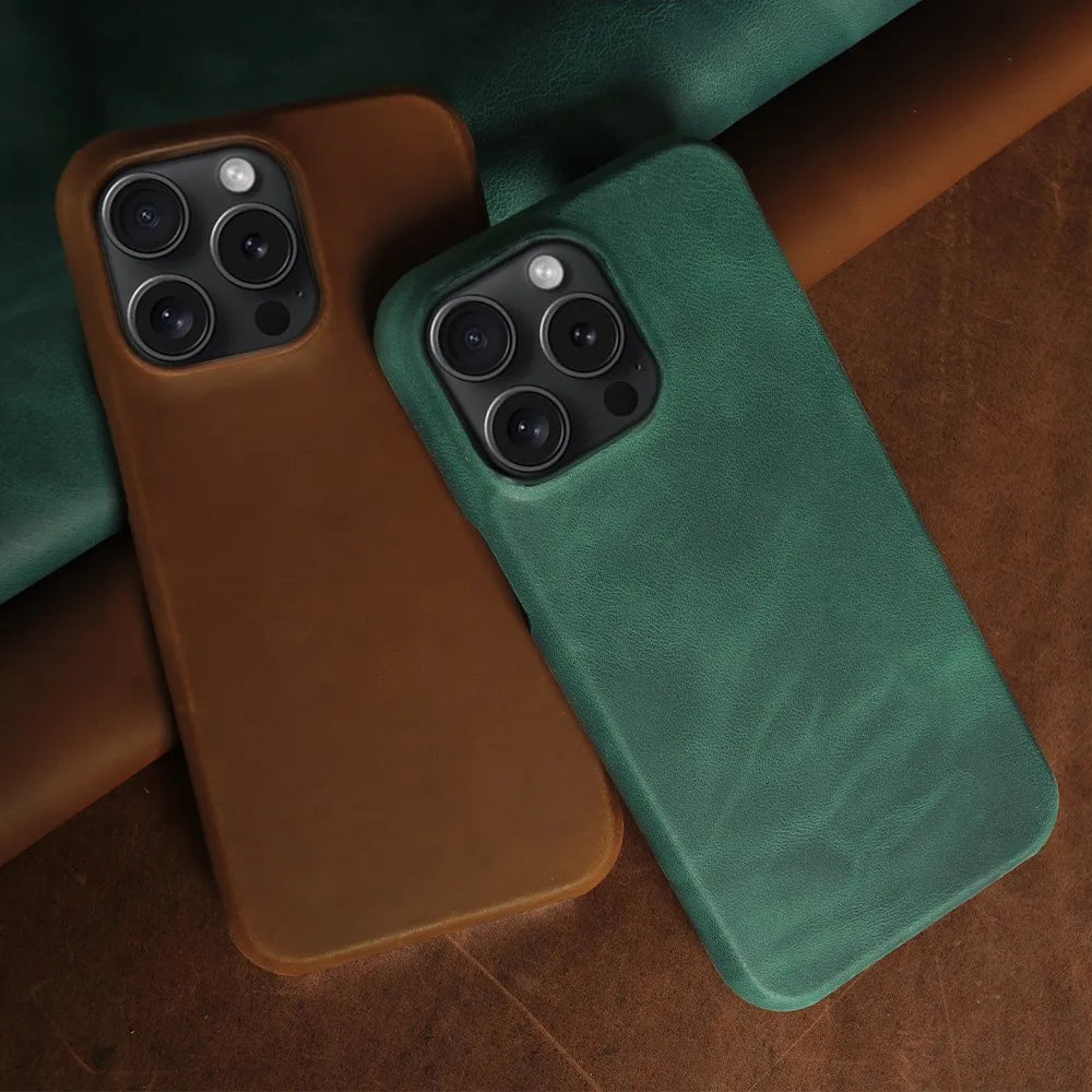 ZWW Crazy House Genuine Leather Cover Case For Iphone 15 Pro Max Case For Iphone 14pro 12 11 XR XS 13 8 Aesthetic Vintage Retro